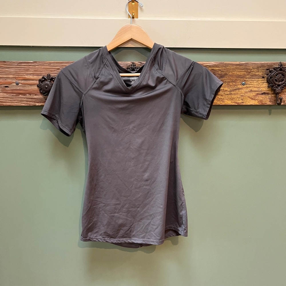 Copper Life Tommie Copper Grey Compression V-Neck Short Sleeve Top 0993WR-CL M